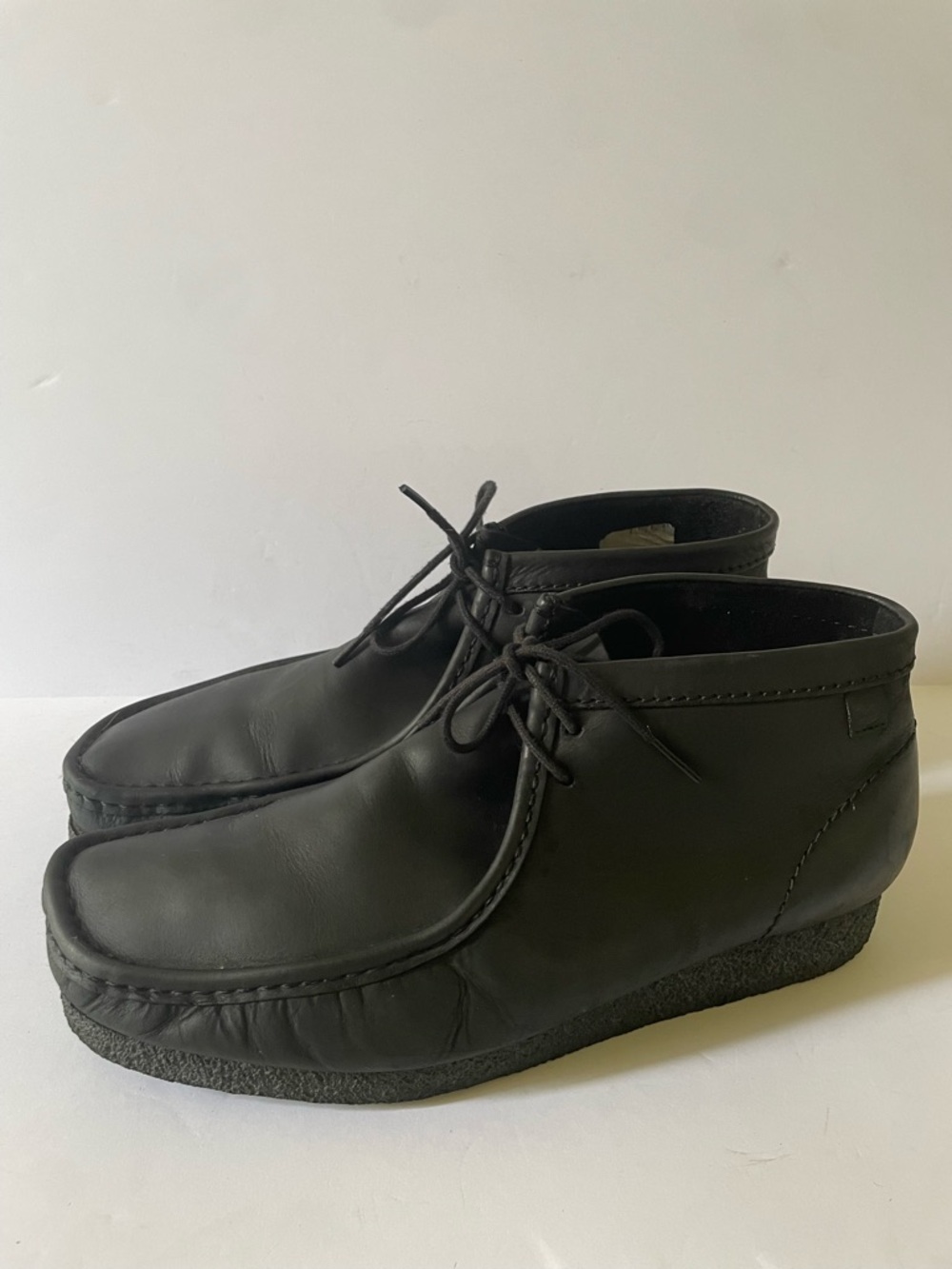 Men’s Clarks Black Leather Wallabee Ankle Chukka Lace Up Boots Sz 12 M